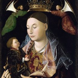 《麦当娜和儿童（盐渍麦当娜）》安东内洛·德·梅西纳(Antonello da Messina)高清作品欣赏