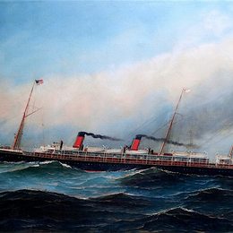 安东尼奥杰克布森(Antonio Jacobsen)高清作品:The S. S. Touraine of the French Line at Sea