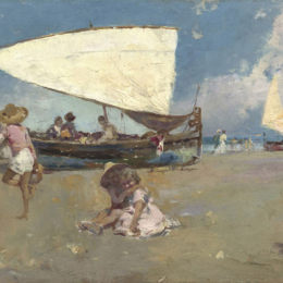 《阳光海滩上的孩子们》安东尼奥·曼奇尼(Antonio Mancini)高清作品欣赏