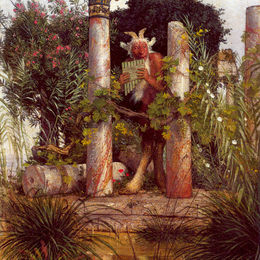 阿诺德·勃克林(Arnold B&amp;amp#246cklin)高清作品:Idyll (Pan Amidst Columns)