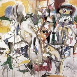 《我母亲的绣花围裙是如何在我的生活中展开的》阿希尔·戈尔基(Arshile Gorky)高清作品欣赏