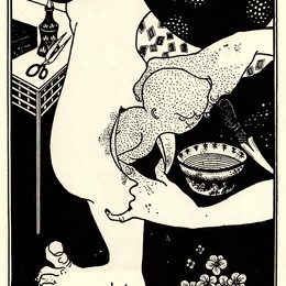 《小腿的出生》奥博利·比亚兹莱(Aubrey Beardsley)高清作品欣赏