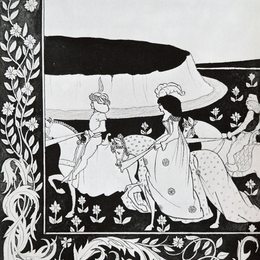 奥博利·比亚兹莱(Aubrey Beardsley)高清作品:How Queen Guenever rode on Maying I