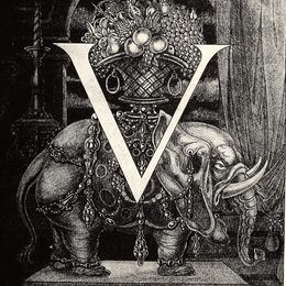 奥博利·比亚兹莱(Aubrey Beardsley)高清作品:Initial Letter V to Volpone