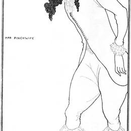 奥博利·比亚兹莱(Aubrey Beardsley)高清作品:Mrs Pinchwife Country Wife by Wycherley