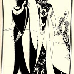 《莎乐美与她的母亲》奥博利·比亚兹莱(Aubrey Beardsley)高清作品欣赏