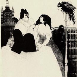 《梳妆台上的女士》奥博利·比亚兹莱(Aubrey Beardsley)高清作品欣赏