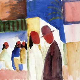 《在街上》奥古斯特·麦克(August Macke)高清作品欣赏