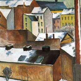 《圣玛丽教堂在波恩在雪中》奥古斯特·麦克(August Macke)高清作品欣赏