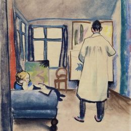 奥古斯特·麦克(August Macke)高清作品:Franz Marc and Maria in the studi