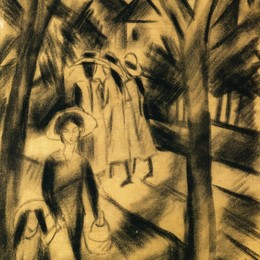 《带着孩子的女孩在路上》奥古斯特·麦克(August Macke)高清作品欣赏