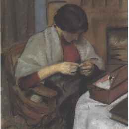 《伊丽莎白格哈德缝纫》奥古斯特·麦克(August Macke)高清作品欣赏
