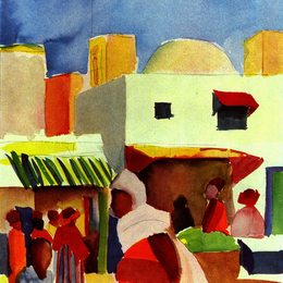 《阿尔及尔市场》奥古斯特·麦克(August Macke)高清作品欣赏