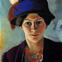 《戴帽子的艺术家妻子肖像》奥古斯特·麦克(August Macke)高清作品欣赏