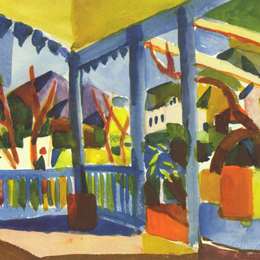 《圣日耳曼乡村别墅梯田》奥古斯特·麦克(August Macke)高清作品欣赏