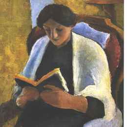《读书女人》奥古斯特·麦克(August Macke)高清作品欣赏