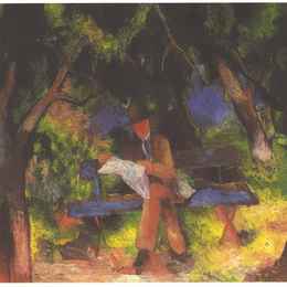 《公园里的读书人》奥古斯特·麦克(August Macke)高清作品欣赏