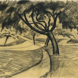 《树木和田野》奥古斯特·麦克(August Macke)高清作品欣赏