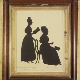 《两个女人的右侧剪影》奥古斯特·爱德华(Auguste Edouart)高清作品欣赏