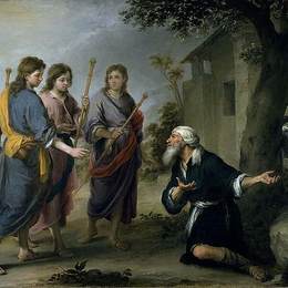 《亚伯拉罕接受三天使》巴托洛梅·埃斯特万·穆立罗(Bartolome Esteban Murillo)高清作品欣赏
