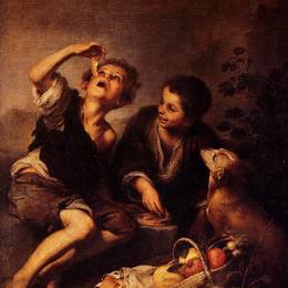 《孩子们在吃馅饼》巴托洛梅·埃斯特万·穆立罗(Bartolome Esteban Murillo)高清作品欣赏