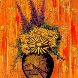 《在中国花瓶的花束》贝尔纳·布菲(Bernard Buffet)高清作品欣赏