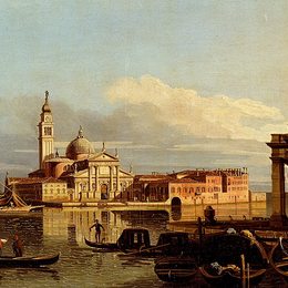 贝尔纳多·贝洛托(Bernardo Bellotto)高清作品:A View In Venice From The Punta Della Dogana Towards San-Gio