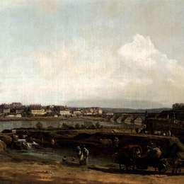 贝尔纳多·贝洛托(Bernardo Bellotto)高清作品:Dresden from the Left Bank of the Elbe, Below the Fortificat