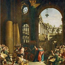 《耶稣净化圣殿》贝尔纳多·贝洛托(Bernardo Bellotto)高清作品欣赏