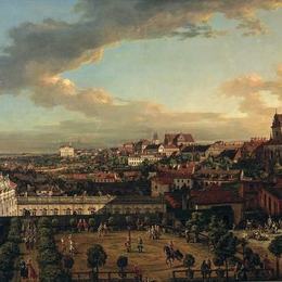 《视图从阳台华沙皇家城堡》贝尔纳多·贝洛托(Bernardo Bellotto)高清作品欣赏