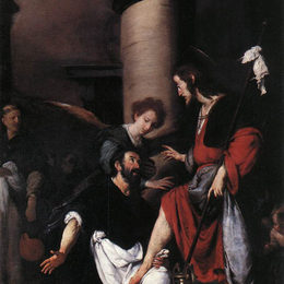 《圣奥古斯丁洗基督的脚》别·斯特劳兹(Bernardo Strozzi)高清作品欣赏