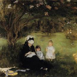 贝尔特·摩里索特(Berthe Morisot)高清作品:Beneath the Lilac at Maurecourt