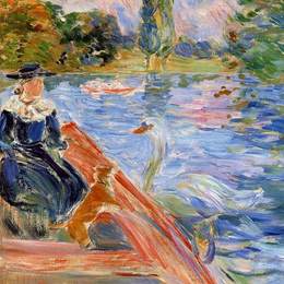 《在湖心岛上划船》贝尔特·摩里索特(Berthe Morisot)高清作品欣赏
