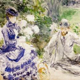 《靠水》贝尔特·摩里索特(Berthe Morisot)高清作品欣赏