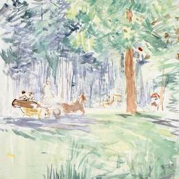 贝尔特·摩里索特(Berthe Morisot)高清作品:Carriage in the Bois de Boulogne