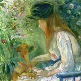 《带狗的女孩》贝尔特·摩里索特(Berthe Morisot)高清作品欣赏
