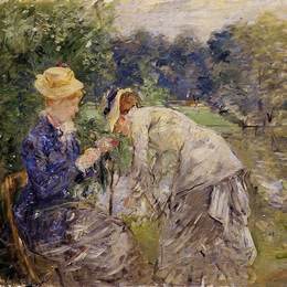 贝尔特·摩里索特(Berthe Morisot)高清作品:In the Bois de Boulogne