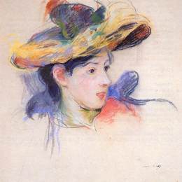 贝尔特·摩里索特(Berthe Morisot)高清作品:Jeanne Pontillon Wearing a Hat