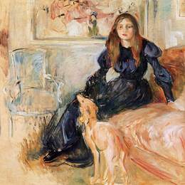 贝尔特·摩里索特(Berthe Morisot)高清作品:Julie Manet and her Greyhound Laerte