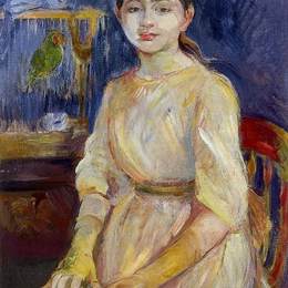 贝尔特·摩里索特(Berthe Morisot)高清作品:Julie Manet with a Budgie