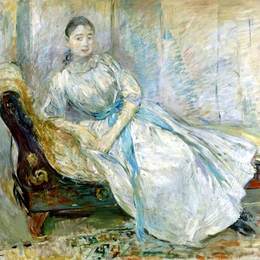 贝尔特·摩里索特(Berthe Morisot)高清作品:Madame Albine Sermicola in the Studio