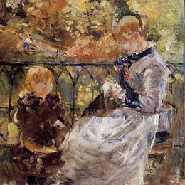 贝尔特·摩里索特(Berthe Morisot)高清作品:On the Balcony of Eugene Manets Room at Bougival