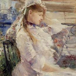 《坐着的年轻女人的简介》贝尔特·摩里索特(Berthe Morisot)高清作品欣赏