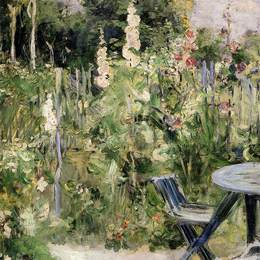 贝尔特·摩里索特(Berthe Morisot)高清作品:Roses Tremieres (Hollyhocks)