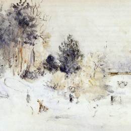 《雪域景观（又名弗罗斯特）》贝尔特·摩里索特(Berthe Morisot)高清作品欣赏