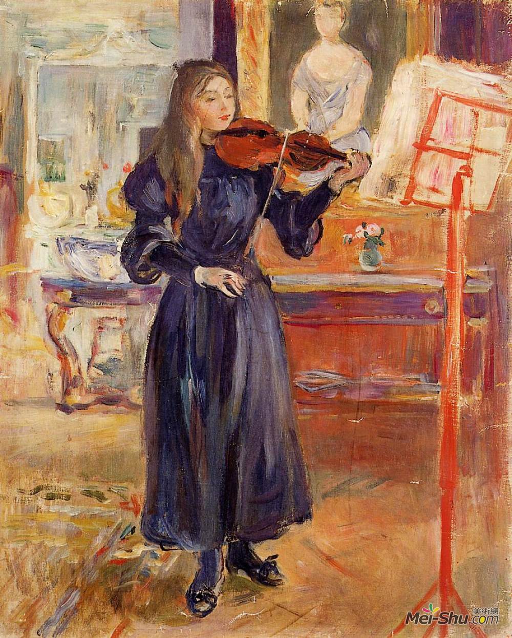 berthe morisot贝尔特·摩里索特油画3345《学习小提琴》贝尔特·摩里