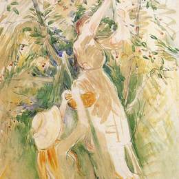 《樱桃树（研究）》贝尔特·摩里索特(Berthe Morisot)高清作品欣赏
