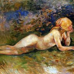 《斜倚的牧羊女》贝尔特·摩里索特(Berthe Morisot)高清作品欣赏