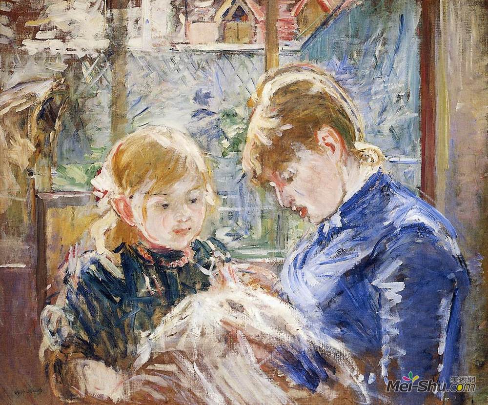 《缝纫课(又名艺术家的女儿,朱莉》贝尔特·摩里索特(berthe morisot