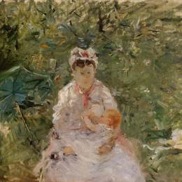 《奶妈安吉尔喂朱莉玛奈》贝尔特·摩里索特(Berthe Morisot)高清作品欣赏